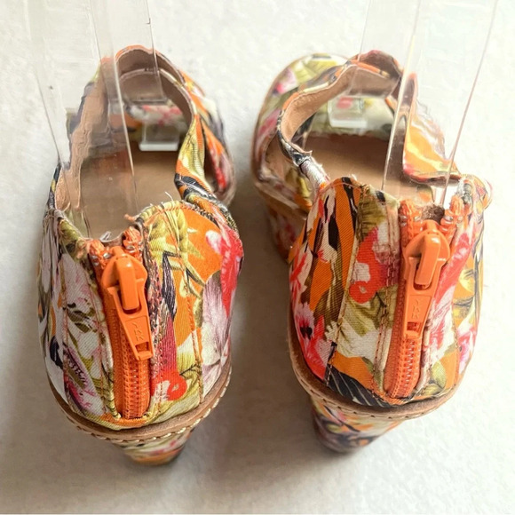 Anthropologie Miss Albright Tropical Floral Wedge Sandals-Women’s 5-Orange Multi - Picture 8 of 15